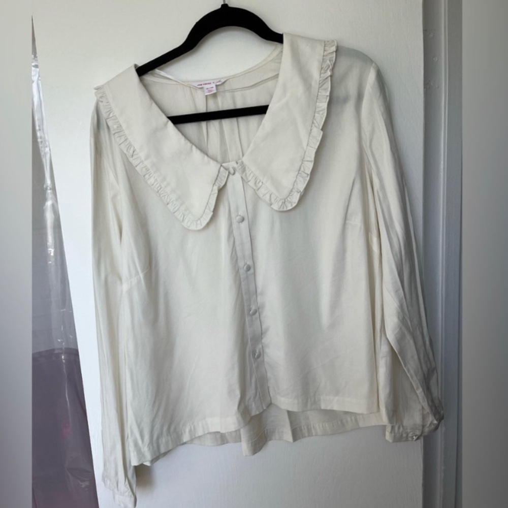 Joe Fresh Cream Blouse with Ruffled Collar